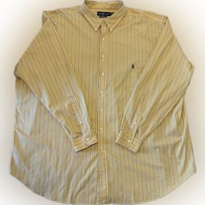 130. Ralph Lauren Yellow Striped Casual Shirt Size 4XLT